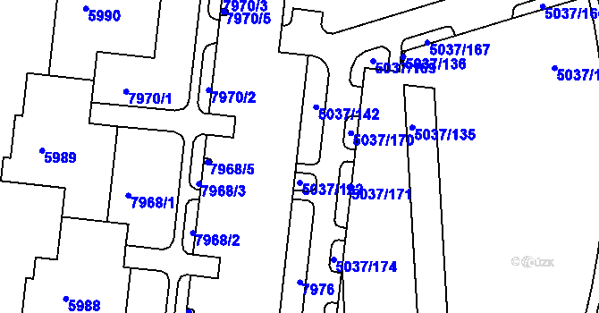 Parcela st. 5037/143 v KÚ Líšeň, Katastrální mapa