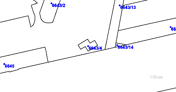 Parcela st. 6643/4 v KÚ Líšeň, Katastrální mapa