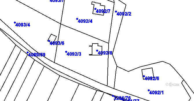 Parcela st. 4092/8 v KÚ Líšeň, Katastrální mapa