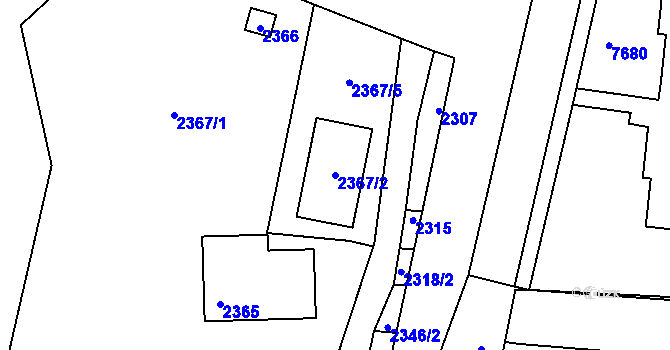 Parcela st. 2367/2 v KÚ Líšeň, Katastrální mapa