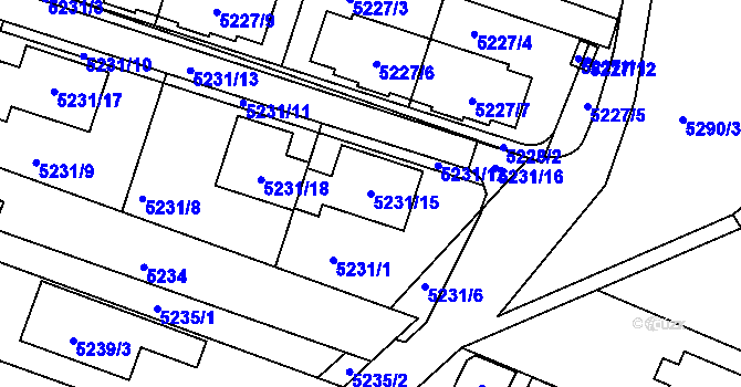 Parcela st. 5231/15 v KÚ Líšeň, Katastrální mapa
