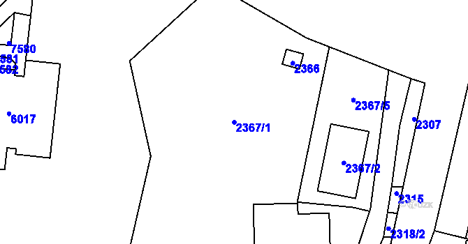 Parcela st. 2367/1 v KÚ Líšeň, Katastrální mapa