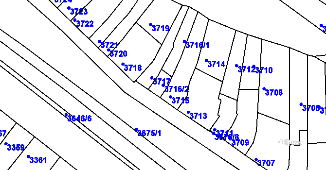 Parcela st. 3716/2 v KÚ Líšeň, Katastrální mapa