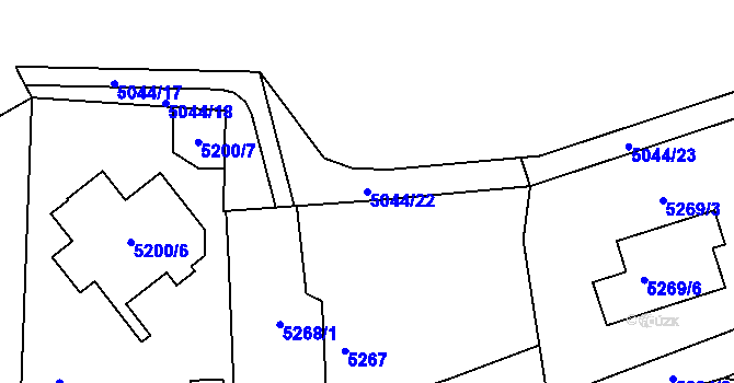 Parcela st. 5044/22 v KÚ Líšeň, Katastrální mapa