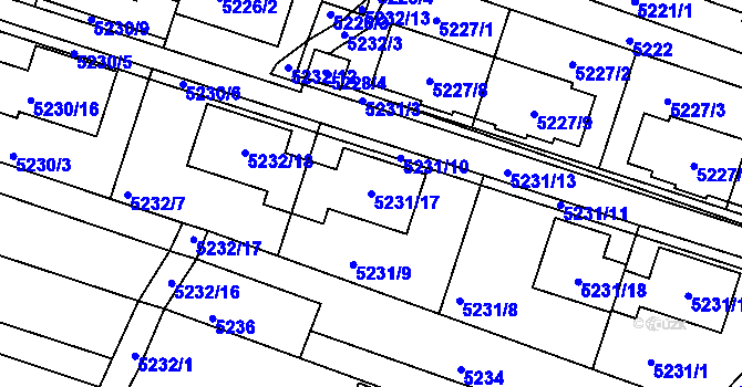 Parcela st. 5231/17 v KÚ Líšeň, Katastrální mapa