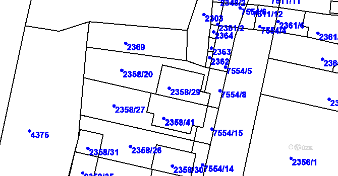 Parcela st. 2358/29 v KÚ Líšeň, Katastrální mapa