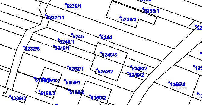 Parcela st. 5248/3 v KÚ Líšeň, Katastrální mapa
