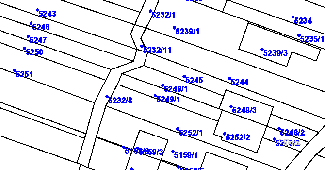 Parcela st. 5248/1 v KÚ Líšeň, Katastrální mapa