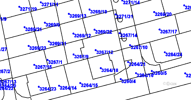 Parcela st. 3267/12 v KÚ Líšeň, Katastrální mapa