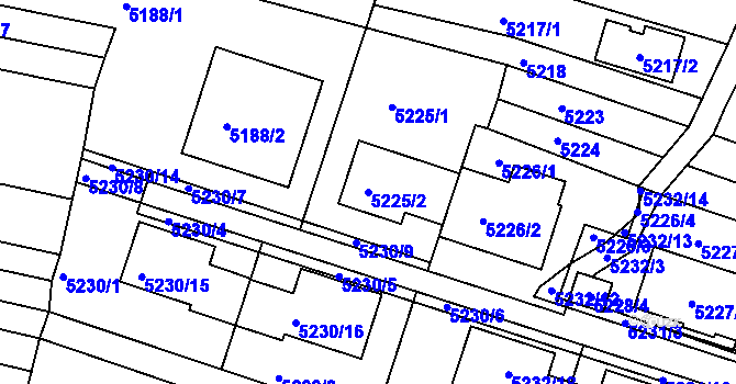 Parcela st. 5225/2 v KÚ Líšeň, Katastrální mapa
