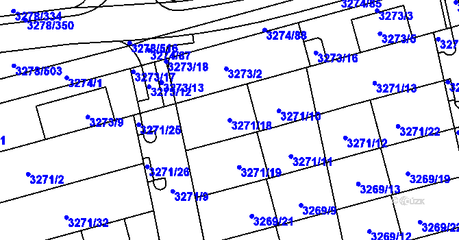 Parcela st. 3271/18 v KÚ Líšeň, Katastrální mapa