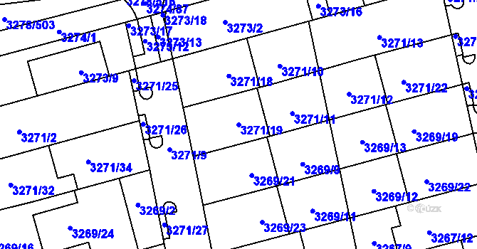 Parcela st. 3271/19 v KÚ Líšeň, Katastrální mapa