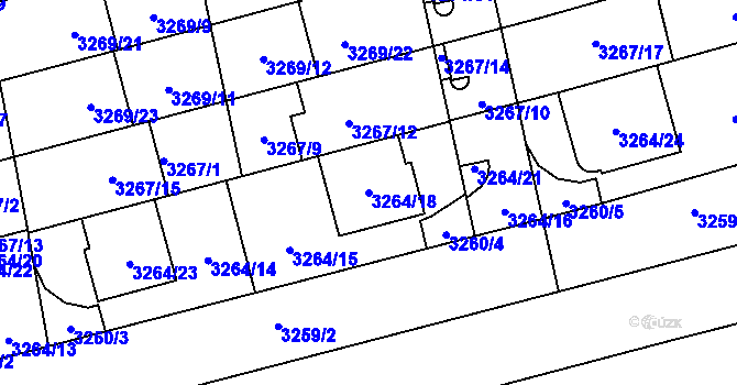 Parcela st. 3264/18 v KÚ Líšeň, Katastrální mapa