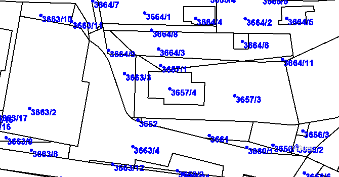 Parcela st. 3657/4 v KÚ Líšeň, Katastrální mapa