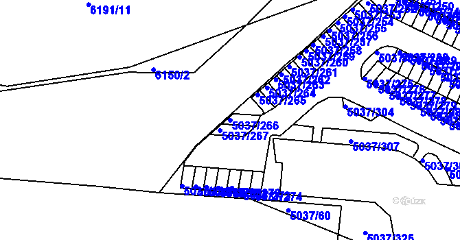 Parcela st. 5037/266 v KÚ Líšeň, Katastrální mapa