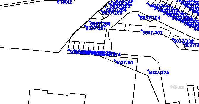 Parcela st. 5037/274 v KÚ Líšeň, Katastrální mapa