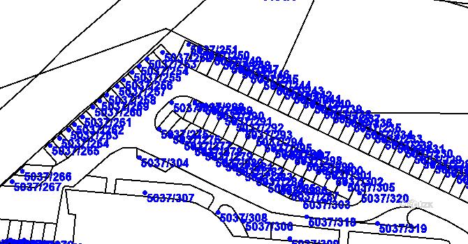 Parcela st. 5037/292 v KÚ Líšeň, Katastrální mapa