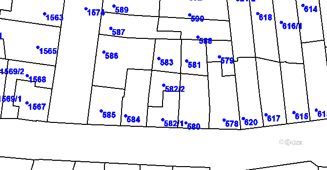 Parcela st. 582/2 v KÚ Líšeň, Katastrální mapa