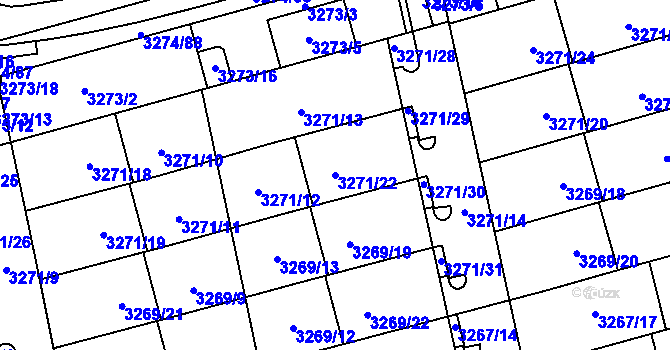Parcela st. 3271/22 v KÚ Líšeň, Katastrální mapa
