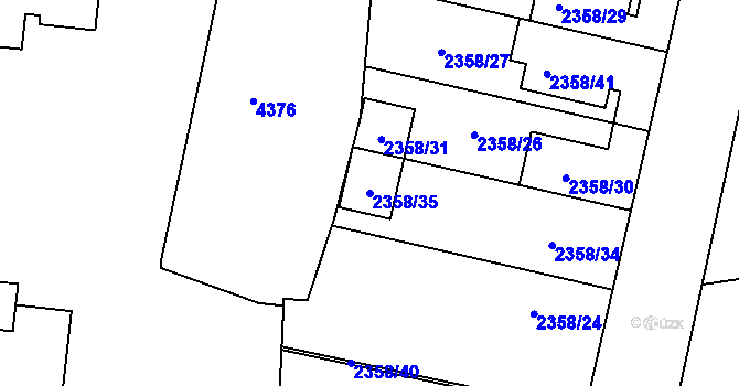 Parcela st. 2358/35 v KÚ Líšeň, Katastrální mapa