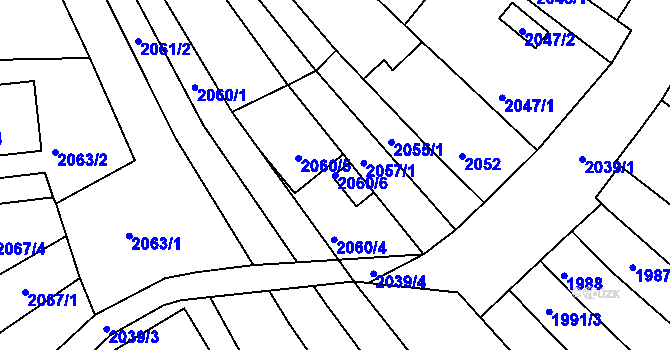 Parcela st. 2060/6 v KÚ Líšeň, Katastrální mapa