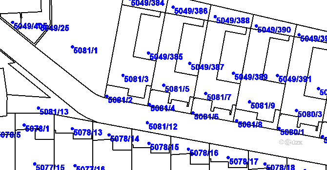 Parcela st. 5081/5 v KÚ Líšeň, Katastrální mapa