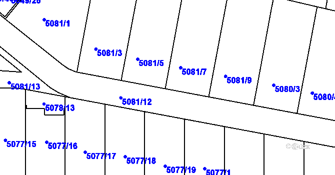 Parcela st. 5081/6 v KÚ Líšeň, Katastrální mapa
