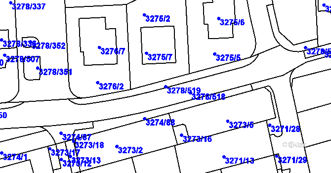 Parcela st. 3278/519 v KÚ Líšeň, Katastrální mapa