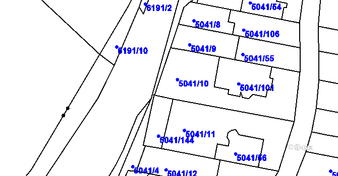 Parcela st. 5041/143 v KÚ Líšeň, Katastrální mapa