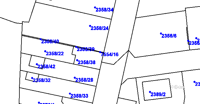 Parcela st. 7554/16 v KÚ Líšeň, Katastrální mapa