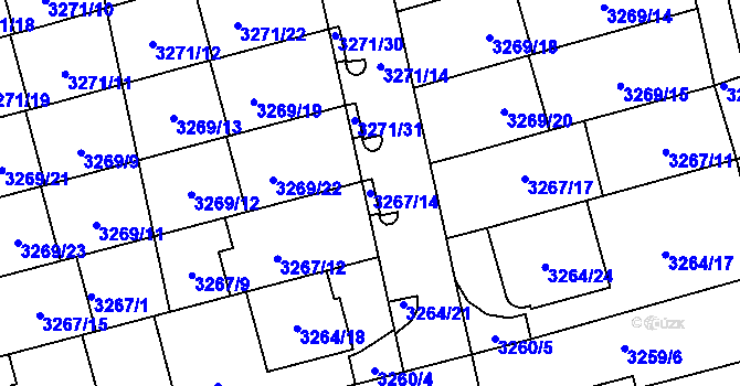 Parcela st. 3267/14 v KÚ Líšeň, Katastrální mapa