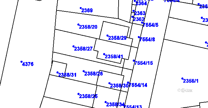 Parcela st. 2358/41 v KÚ Líšeň, Katastrální mapa