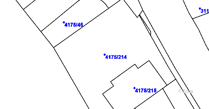 Parcela st. 4175/214 v KÚ Líšeň, Katastrální mapa