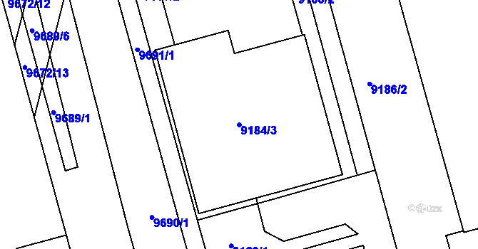 Parcela st. 9184/3 v KÚ Líšeň, Katastrální mapa