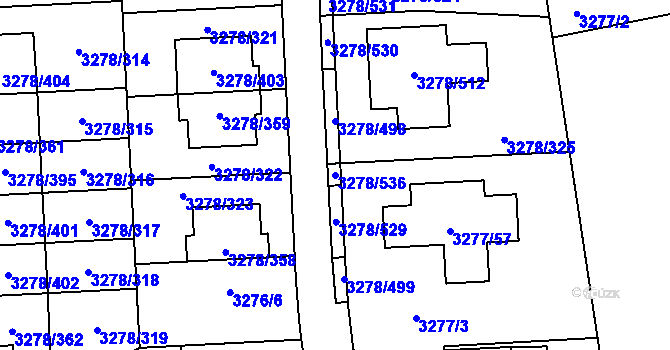 Parcela st. 3278/536 v KÚ Líšeň, Katastrální mapa