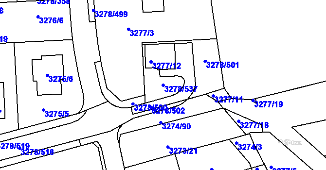 Parcela st. 3278/537 v KÚ Líšeň, Katastrální mapa