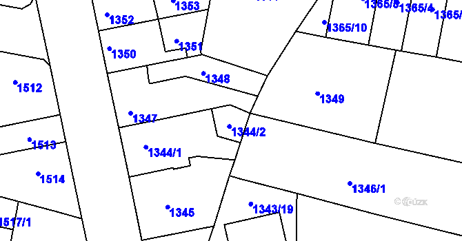 Parcela st. 1344/2 v KÚ Líšeň, Katastrální mapa