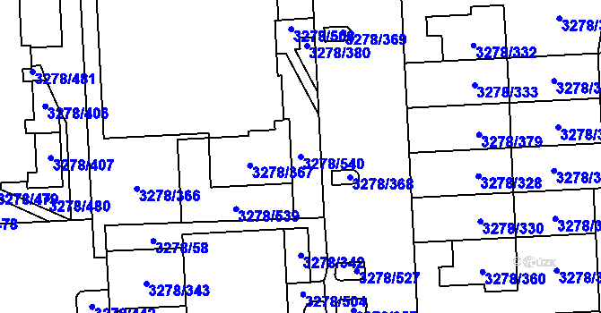 Parcela st. 3278/540 v KÚ Líšeň, Katastrální mapa