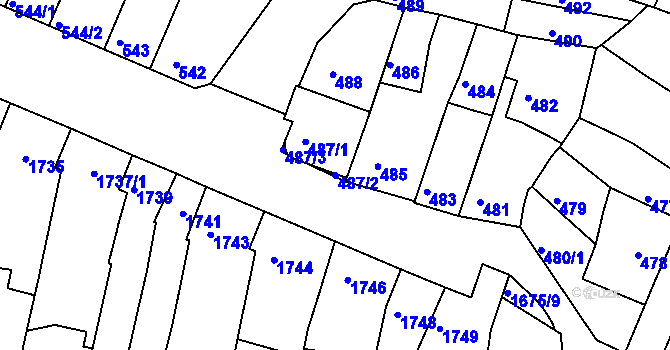 Parcela st. 487/2 v KÚ Líšeň, Katastrální mapa