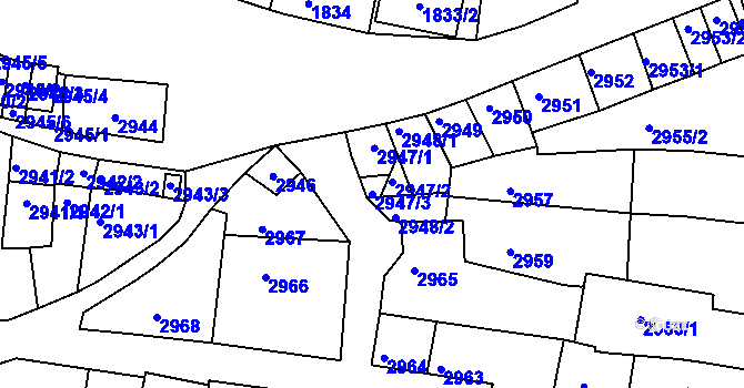 Parcela st. 2947/3 v KÚ Líšeň, Katastrální mapa
