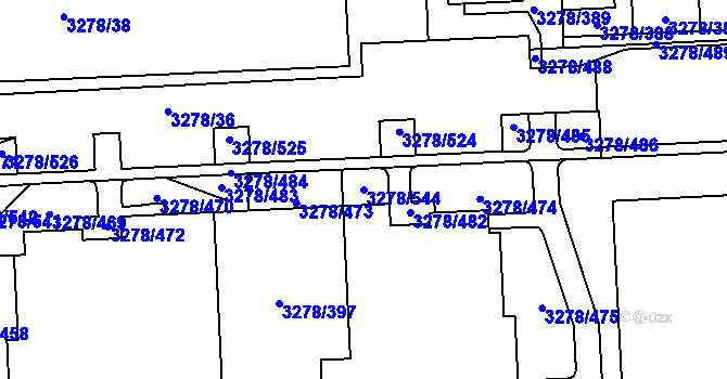 Parcela st. 3278/544 v KÚ Líšeň, Katastrální mapa