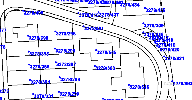 Parcela st. 3278/545 v KÚ Líšeň, Katastrální mapa