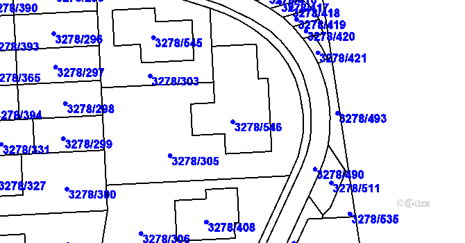 Parcela st. 3278/546 v KÚ Líšeň, Katastrální mapa