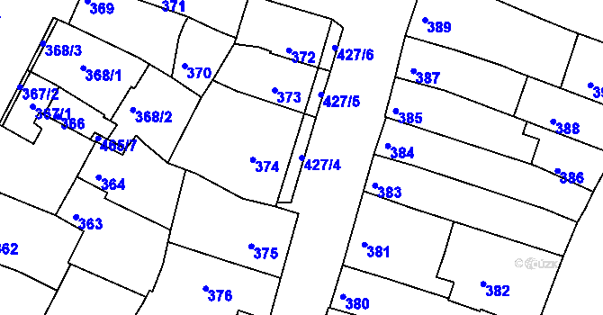 Parcela st. 427/4 v KÚ Líšeň, Katastrální mapa