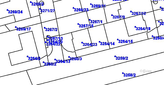 Parcela st. 3264/23 v KÚ Líšeň, Katastrální mapa