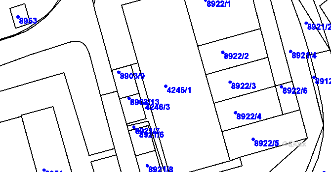 Parcela st. 4246/1 v KÚ Líšeň, Katastrální mapa