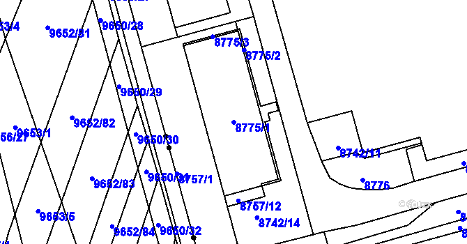 Parcela st. 8775/1 v KÚ Líšeň, Katastrální mapa