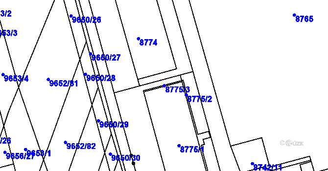 Parcela st. 8775/3 v KÚ Líšeň, Katastrální mapa