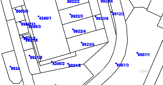 Parcela st. 8922/5 v KÚ Líšeň, Katastrální mapa