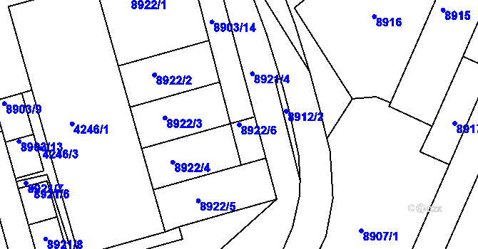 Parcela st. 8922/6 v KÚ Líšeň, Katastrální mapa